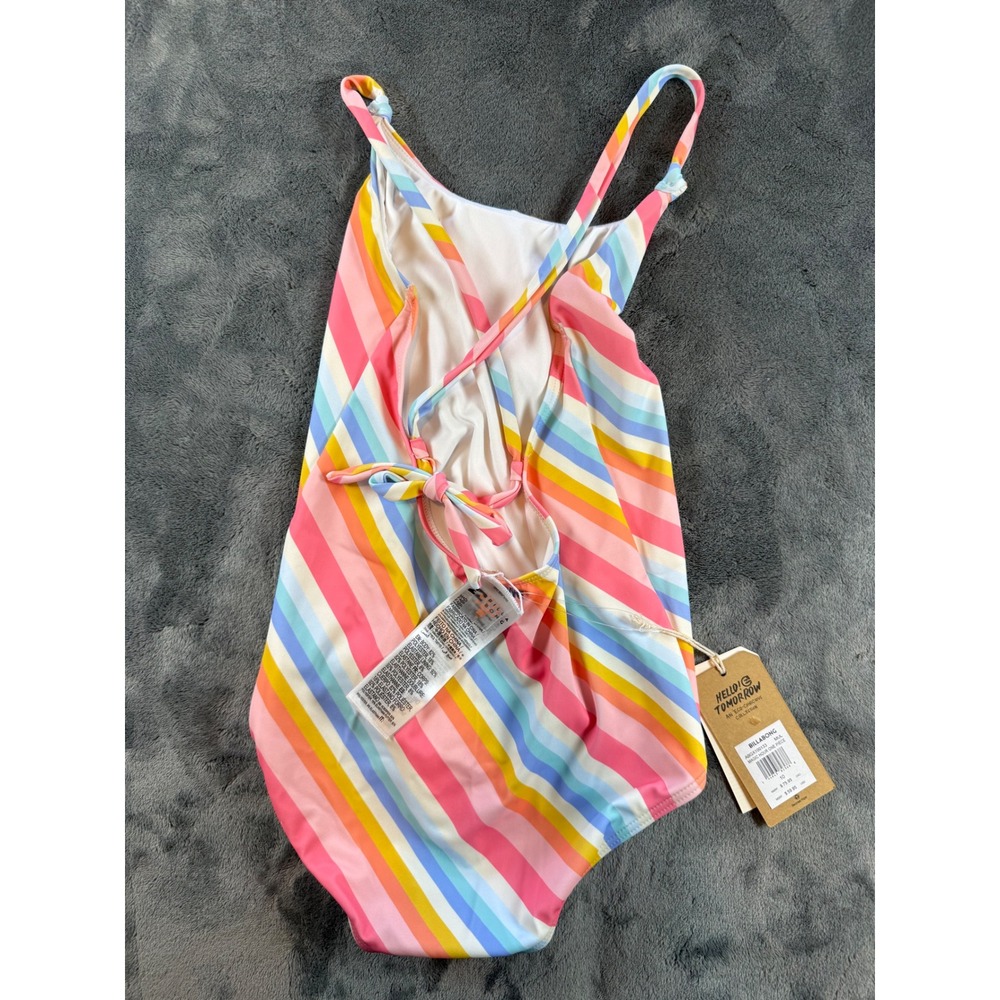 Billabong Kids Girls Magic Hour One Piece Rainbow Stripe Swimsuit Size 10 - Picture 2 of 4